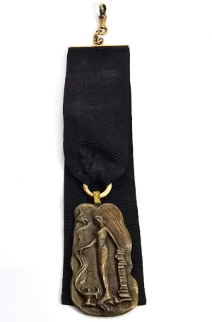 Victorian Grosgrain ribbon 1907 Baldwin annual antique watch fob medal