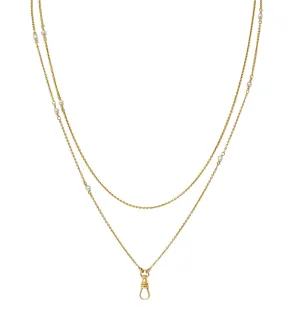 Victorian Pearl 14 Karat Yellow Gold Antique Station Fob Chain Necklace