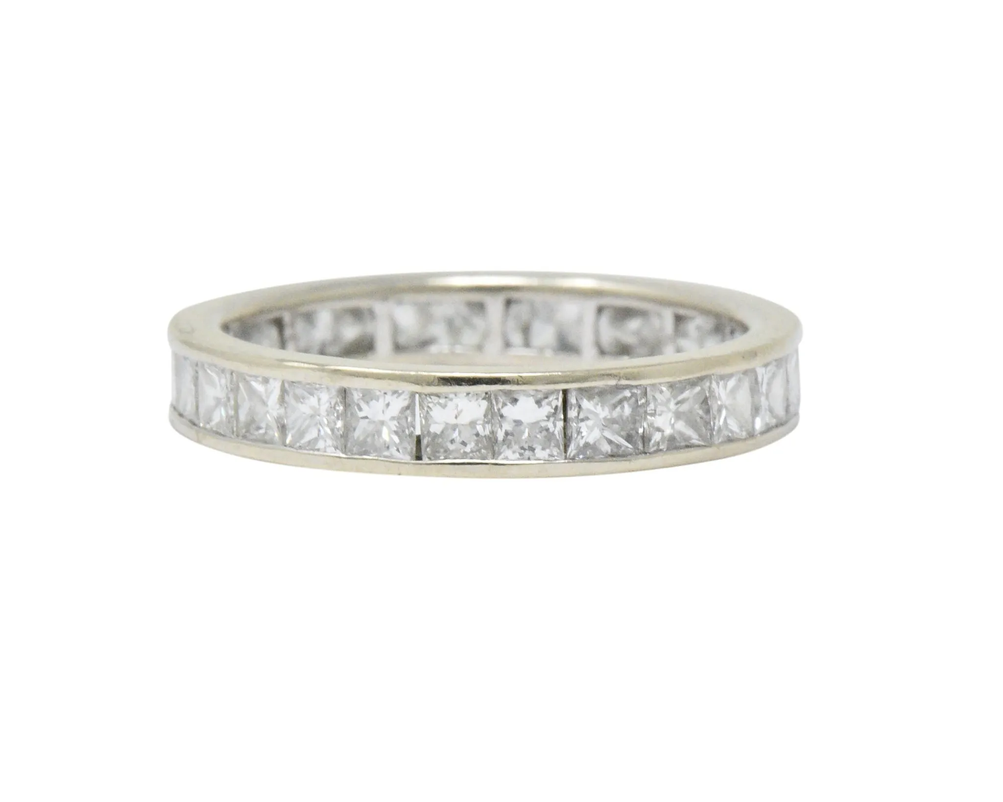Vintage 1.80 CTW Princess Cut Diamond 14 Karat White Gold Channel Eternity Band