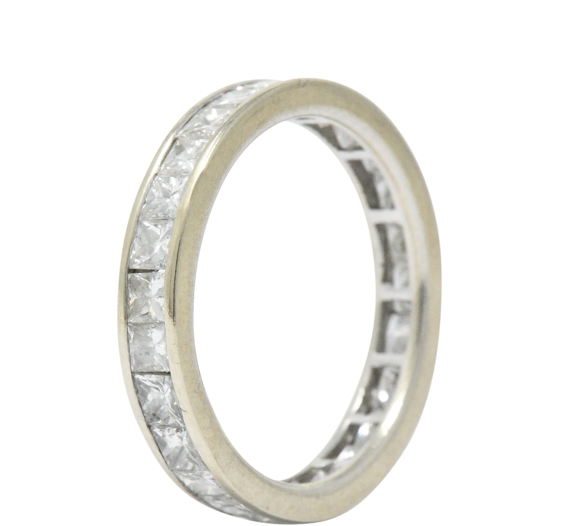 Vintage 1.80 CTW Princess Cut Diamond 14 Karat White Gold Channel Eternity Band
