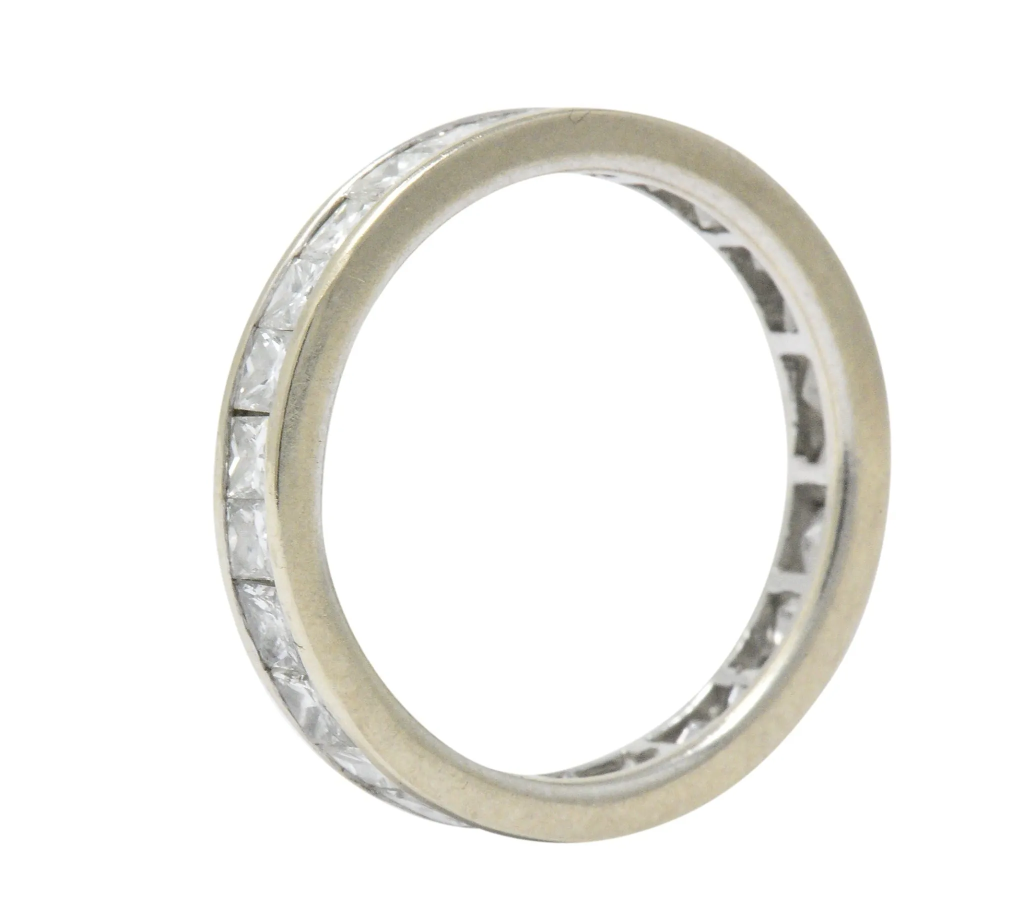 Vintage 1.80 CTW Princess Cut Diamond 14 Karat White Gold Channel Eternity Band