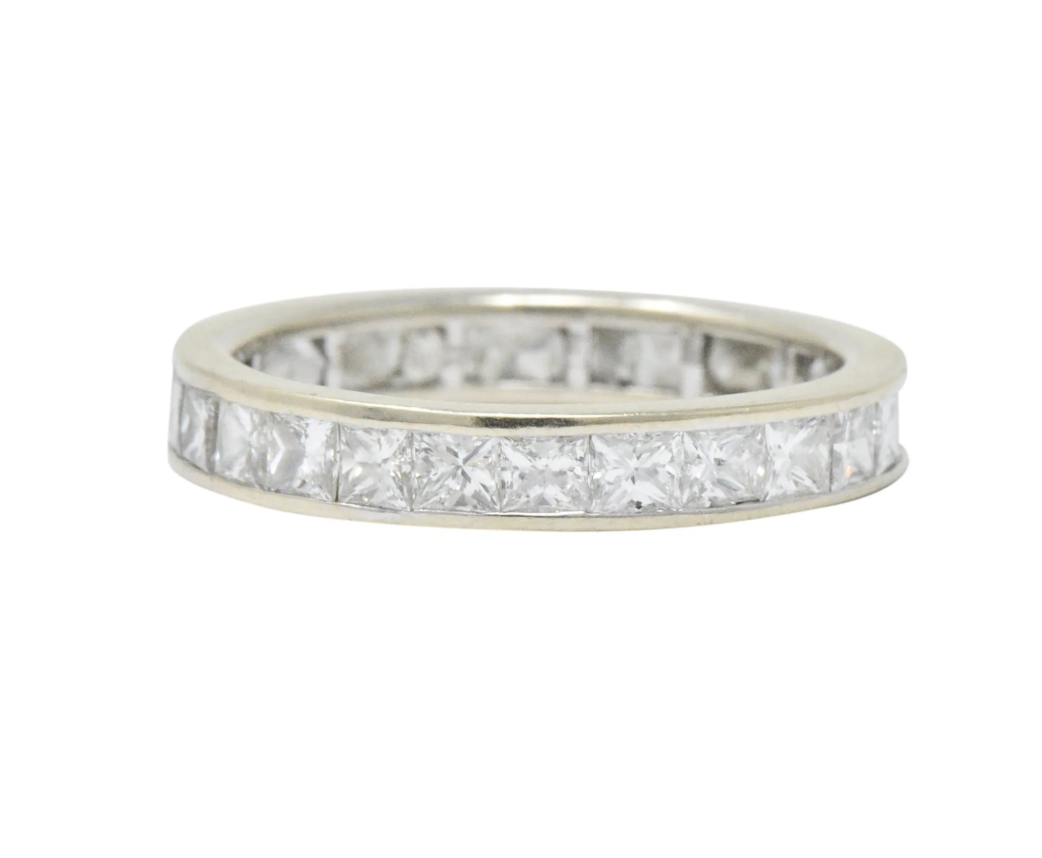 Vintage 1.80 CTW Princess Cut Diamond 14 Karat White Gold Channel Eternity Band