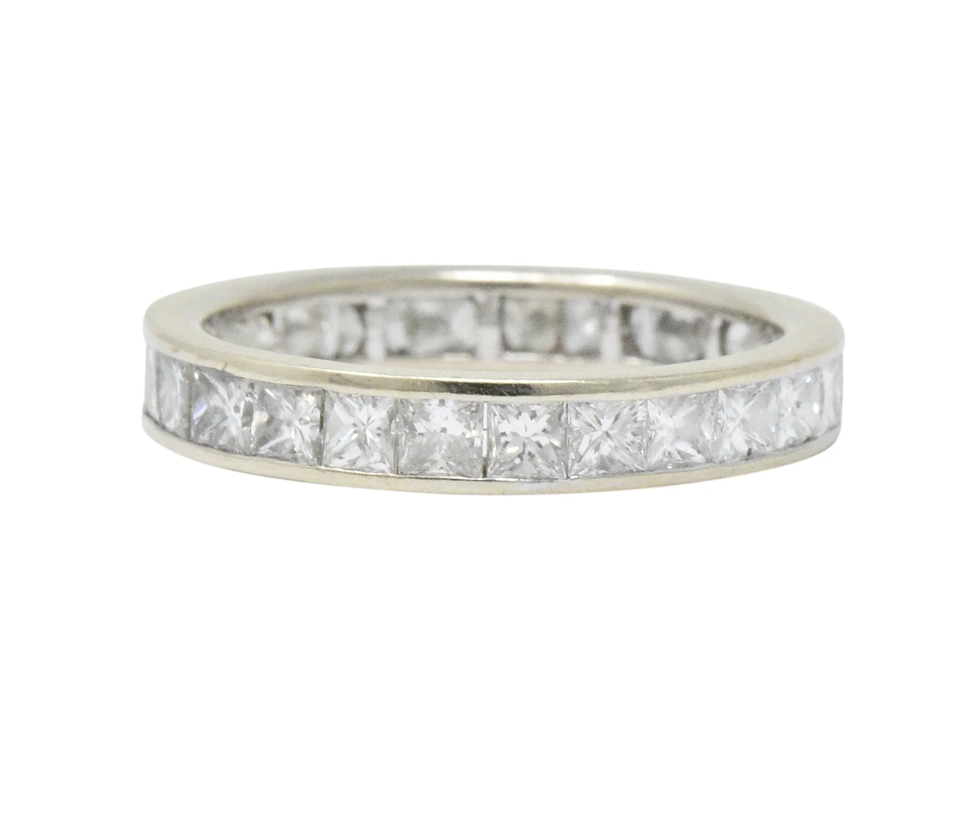 Vintage 1.80 CTW Princess Cut Diamond 14 Karat White Gold Channel Eternity Band