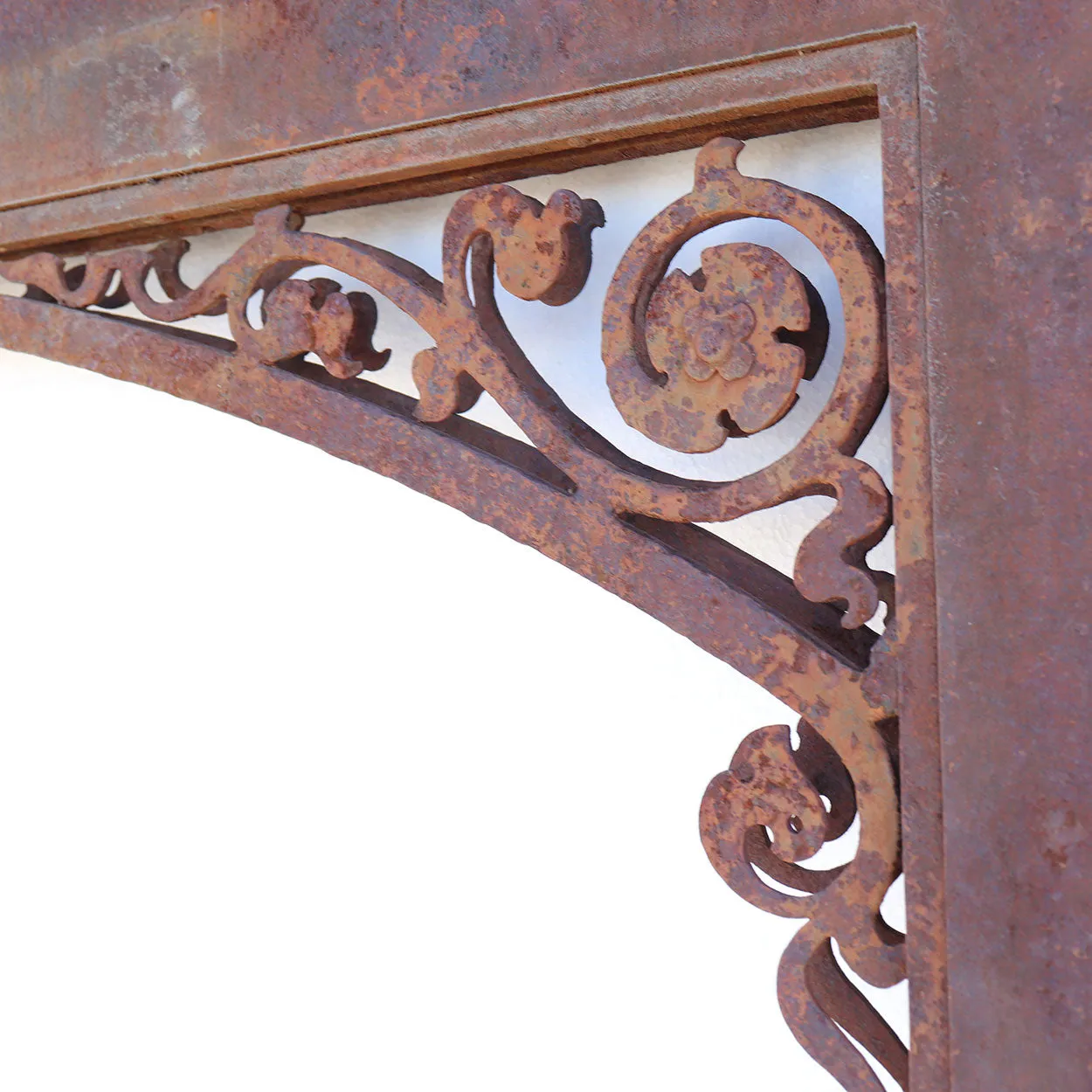 Vintage American Gothic Revival Hammered Iron and Copper Single Door