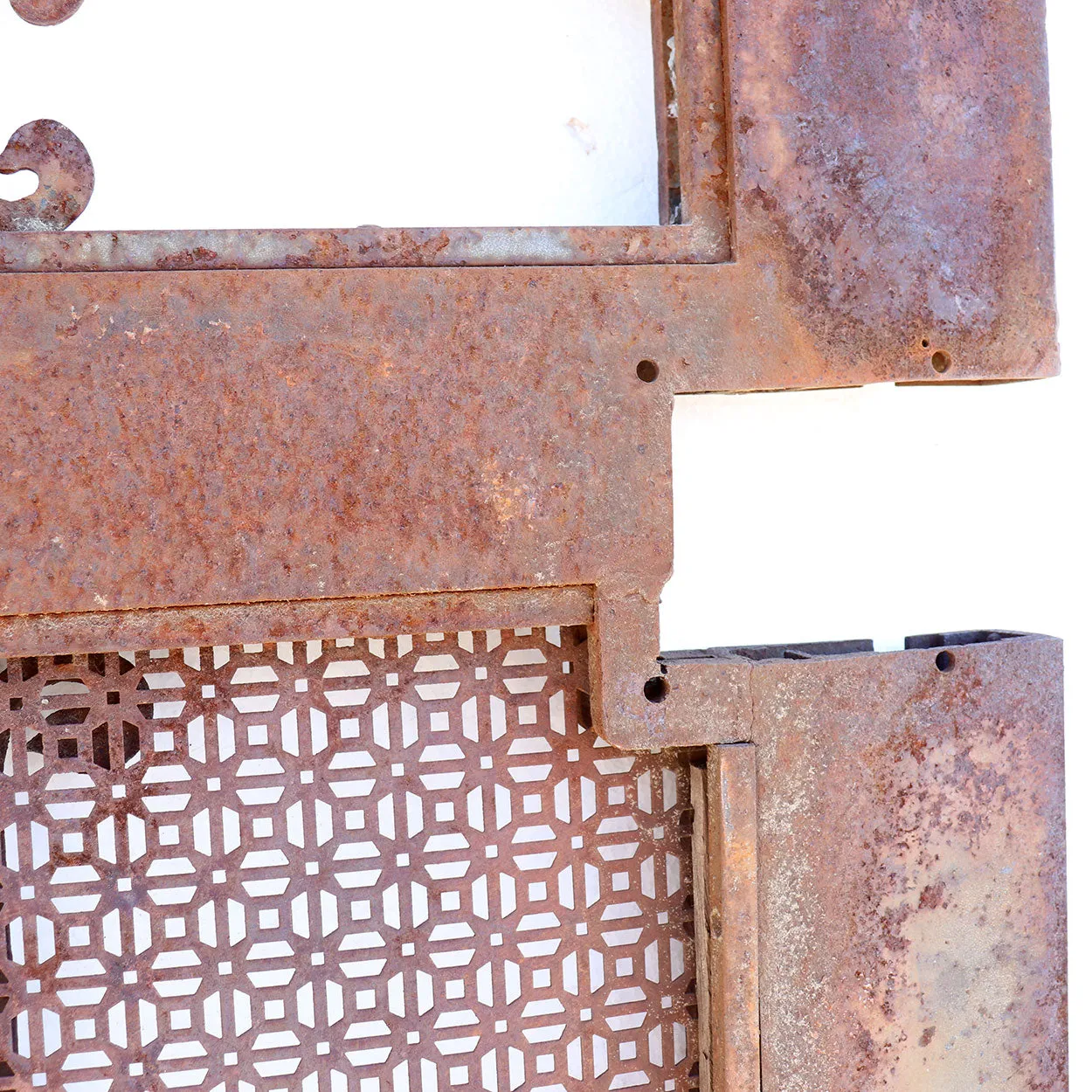 Vintage American Gothic Revival Hammered Iron and Steel Screen Single Door