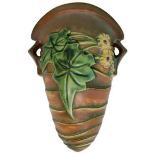 Vintage American Roseville Pottery Luffa Brown Wall Pocket