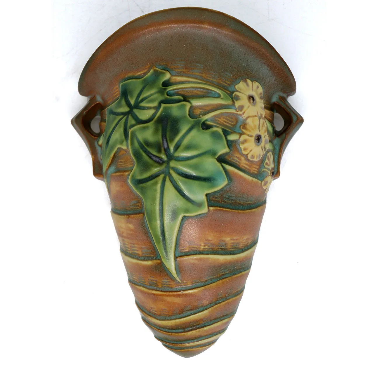 Vintage American Roseville Pottery Luffa Brown Wall Pocket