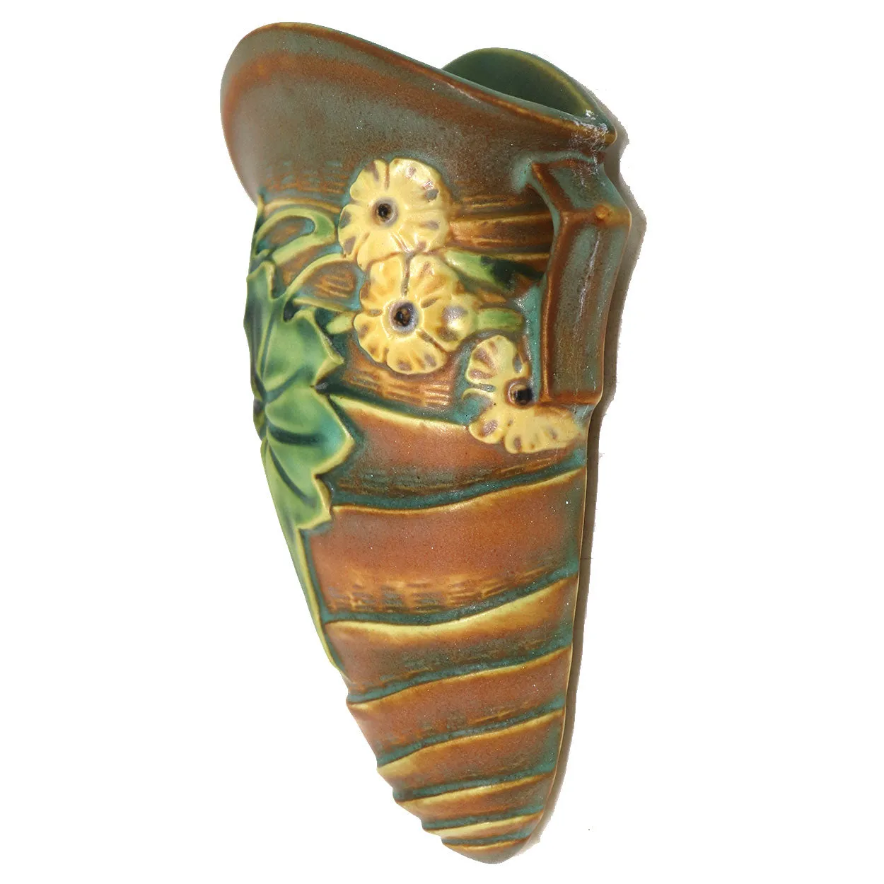 Vintage American Roseville Pottery Luffa Brown Wall Pocket