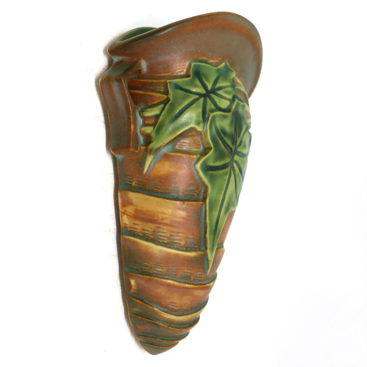 Vintage American Roseville Pottery Luffa Brown Wall Pocket