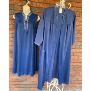 Vintage Dead Stock ShadowLine Set Small Sleeveless Gown Lng Slev Duster Robe NWT