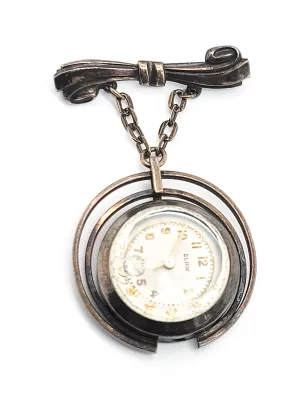 Vintage Elric Muralt 10kt gold over sterling silver watch fob brooch For Repair