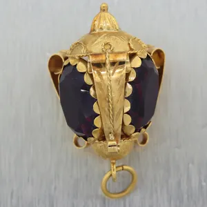 Vintage Estate 14k Yellow Gold Amethyst Fob Charm