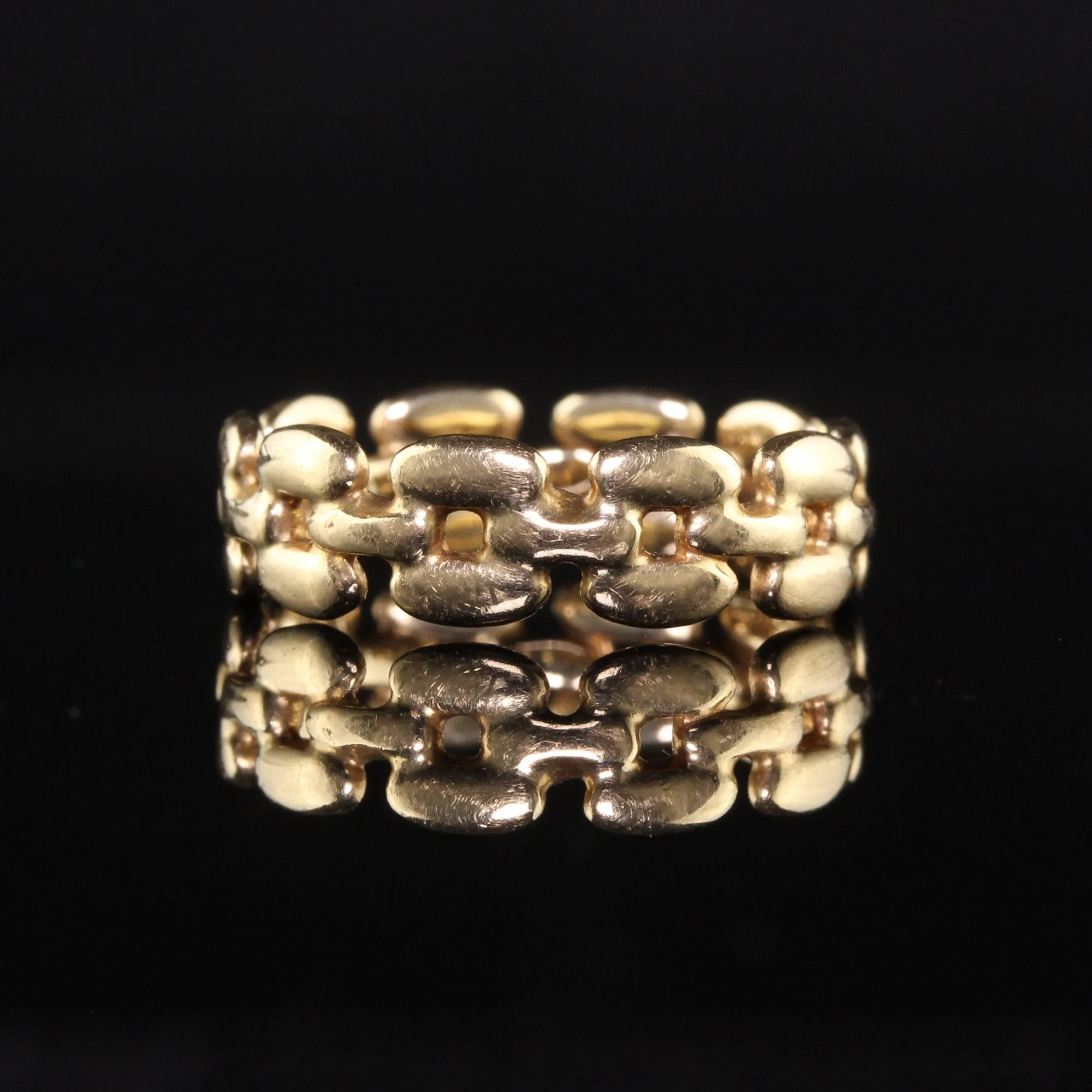 Vintage Estate 14K Yellow Gold Link Wedding Band - Size 5 1/4
