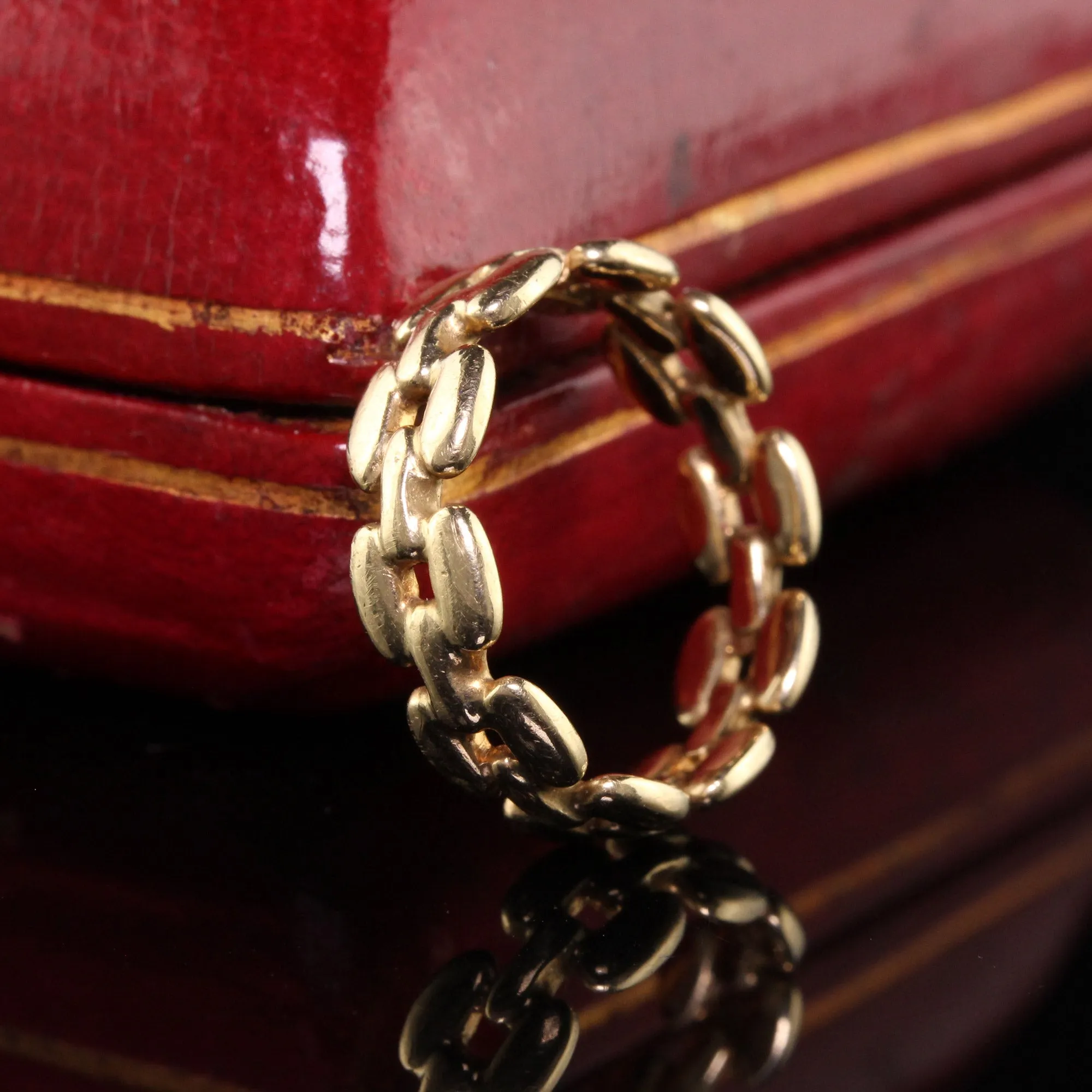 Vintage Estate 14K Yellow Gold Link Wedding Band - Size 5 1/4
