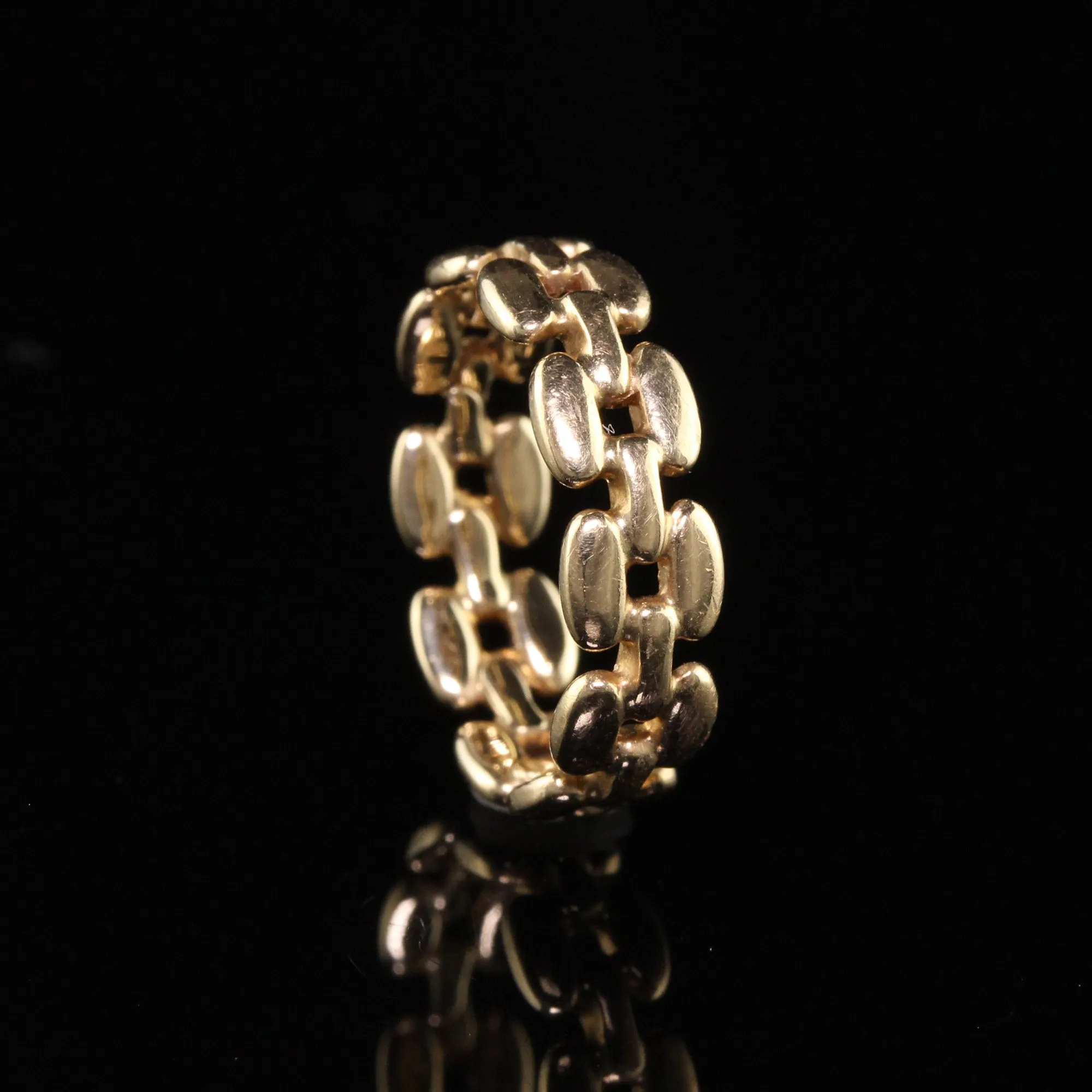 Vintage Estate 14K Yellow Gold Link Wedding Band - Size 5 1/4