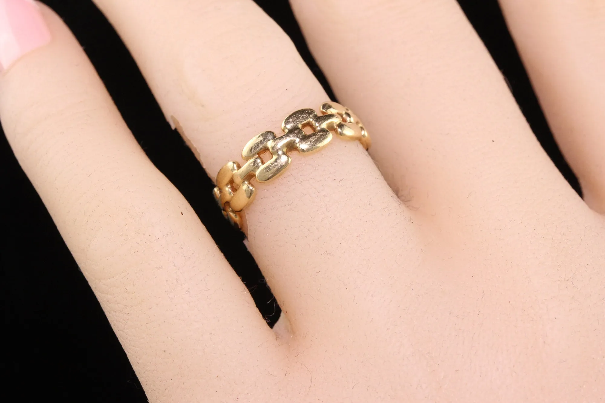 Vintage Estate 14K Yellow Gold Link Wedding Band - Size 5 1/4