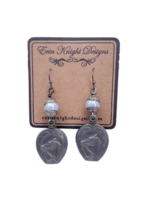 Vintage Horse Fob and Faux Pearl Earrings