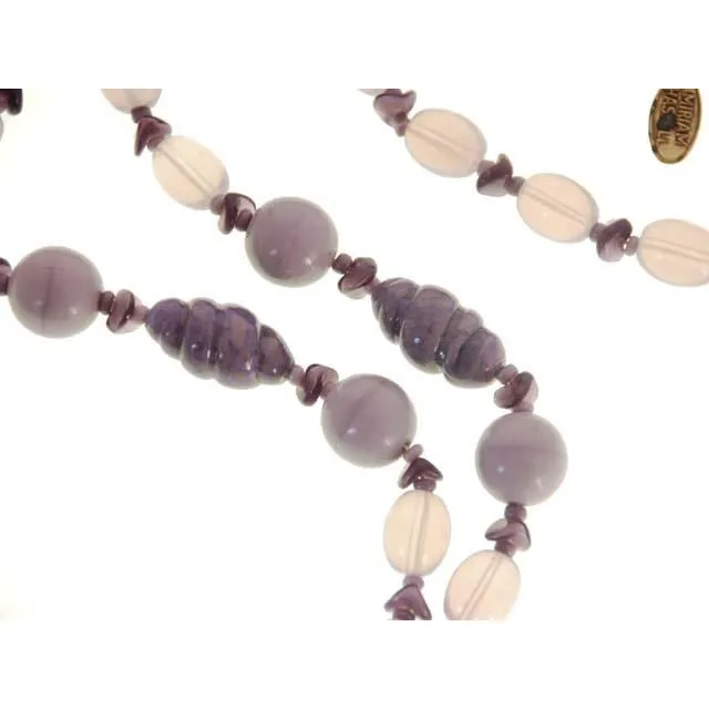 Vintage Miriam Haskell Necklace Demi Parure Purple Poured Glass Moonstone