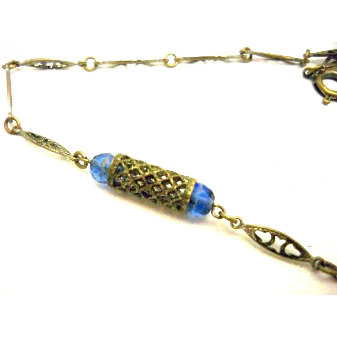 Vintage Necklace Blue Glass Downton Abbey Early 1920s
