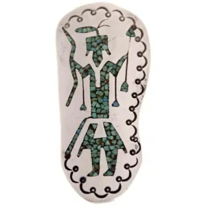 Vintage Sterling Silver & Turquoise Mexico Necklace Fob/Brooch Signed