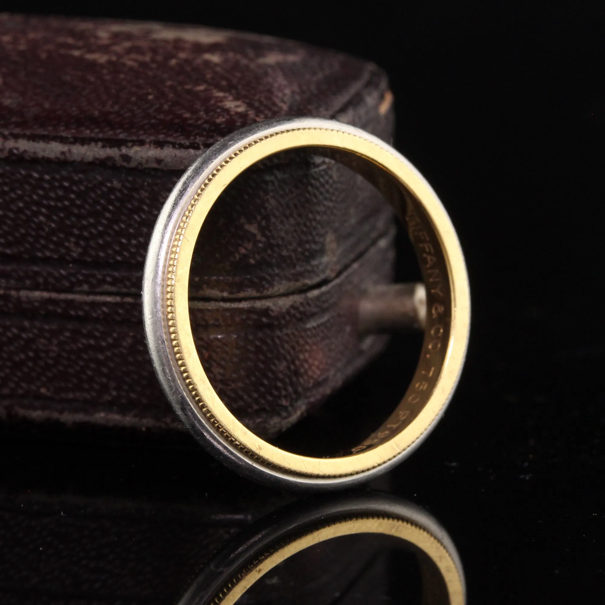 Vintage Tiffany and Co 18K Yellow Gold and Platinum Wedding Band