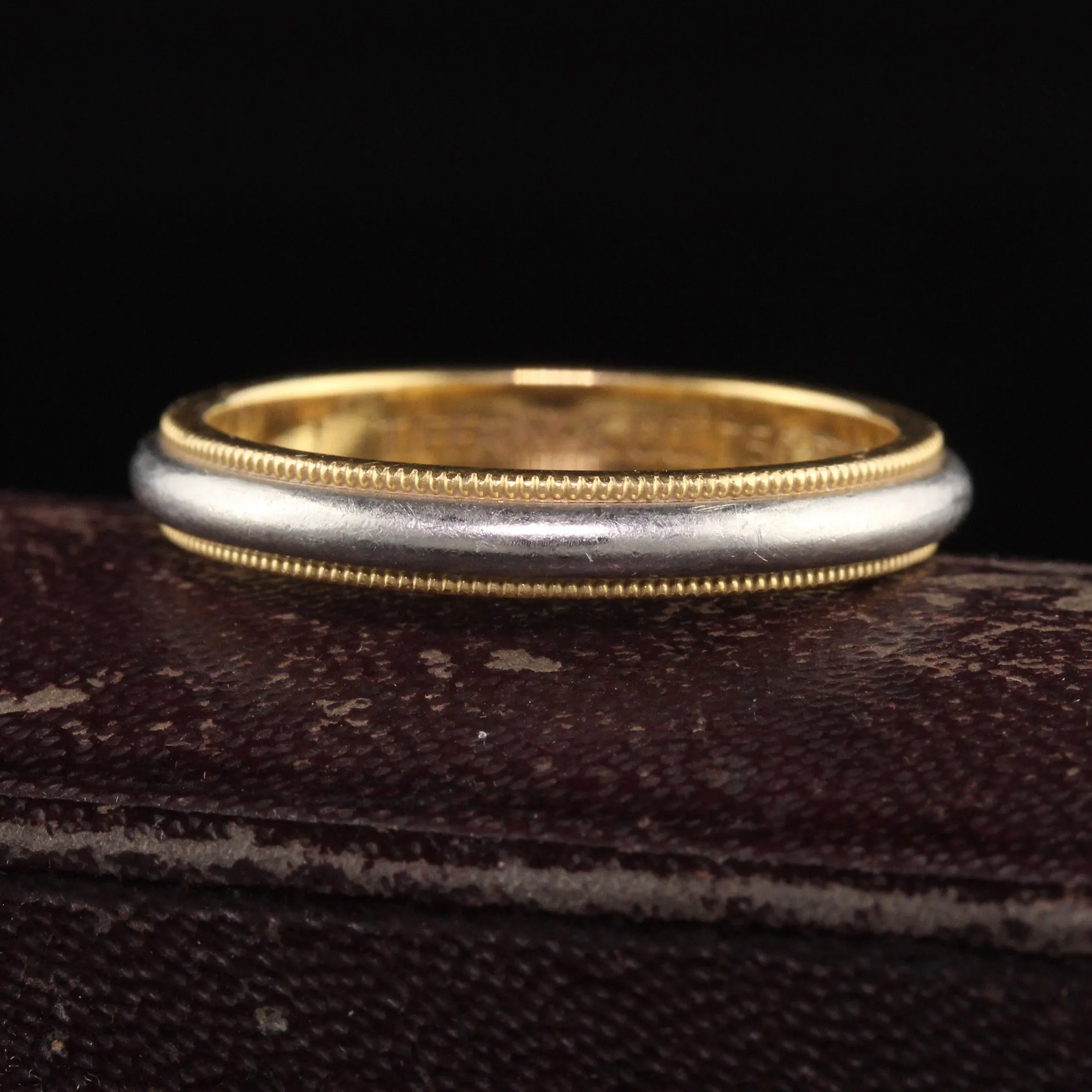 Vintage Tiffany and Co 18K Yellow Gold and Platinum Wedding Band