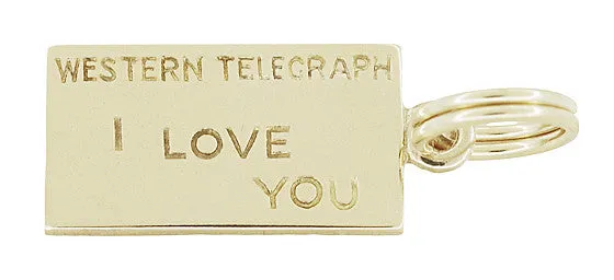 Western Telegraph "I LOVE YOU" Charm in 10 Karat Yellow Gold