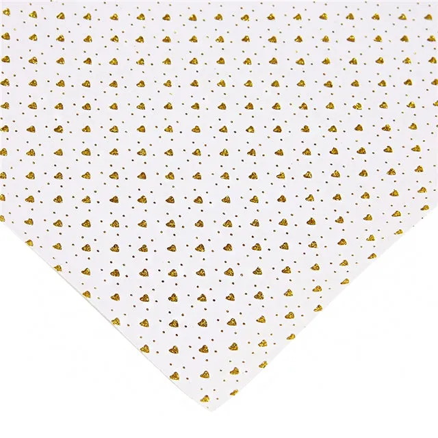 White Faux Leather GLITTER Hearts ~ Silver OR Gold