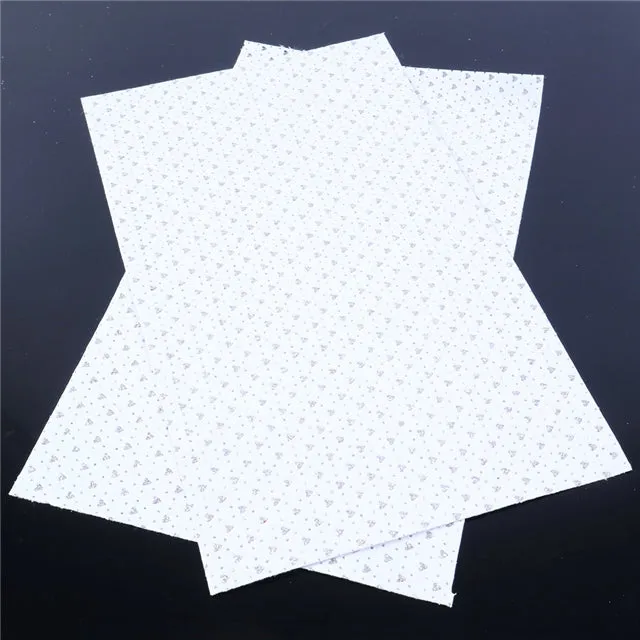 White Faux Leather GLITTER Hearts ~ Silver OR Gold