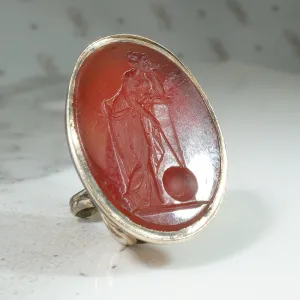Woman with Rod & Orb Carnelian Intaglio Fob