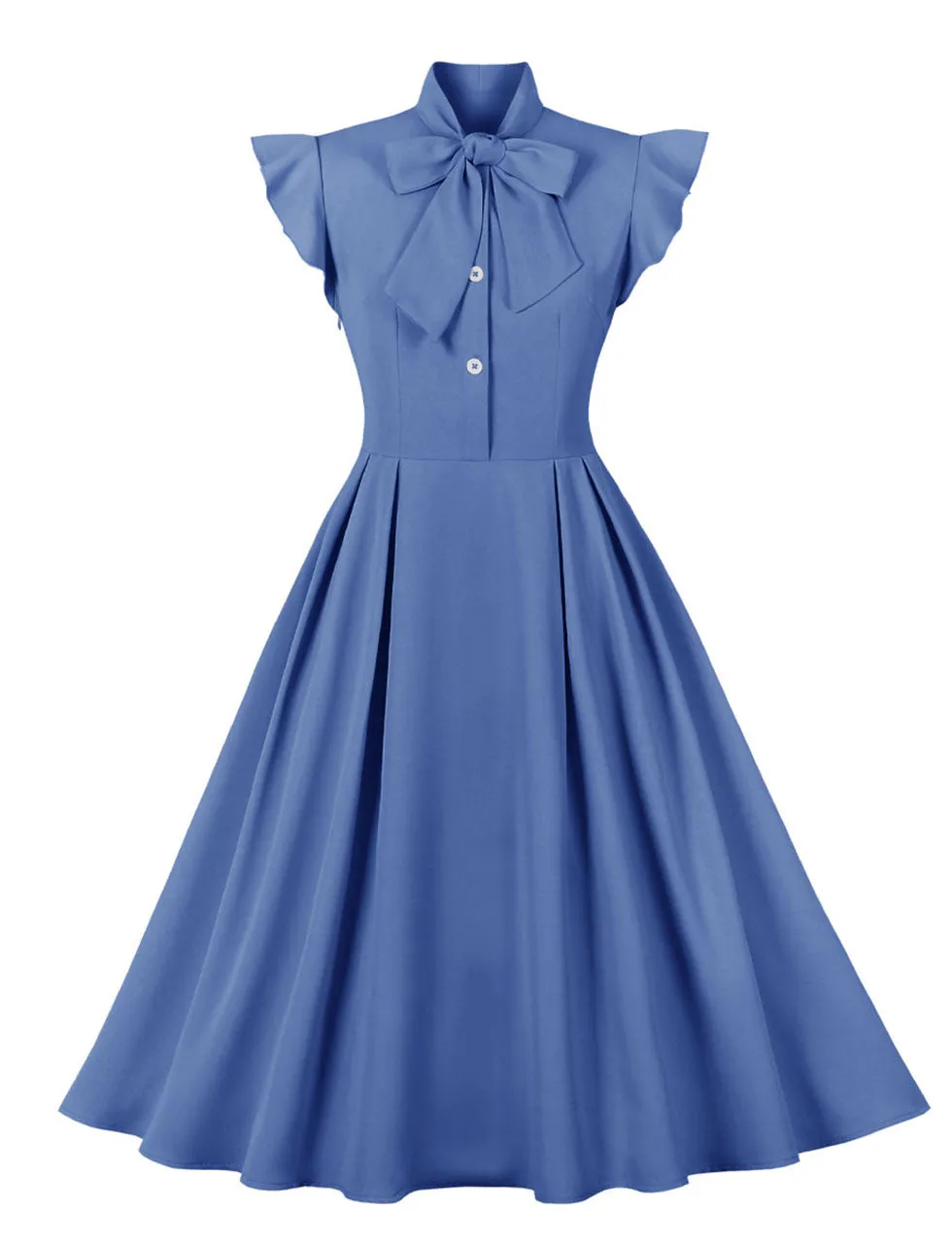Yellow Ruffles Butterfly Sleeve 1950S Vintage Dress