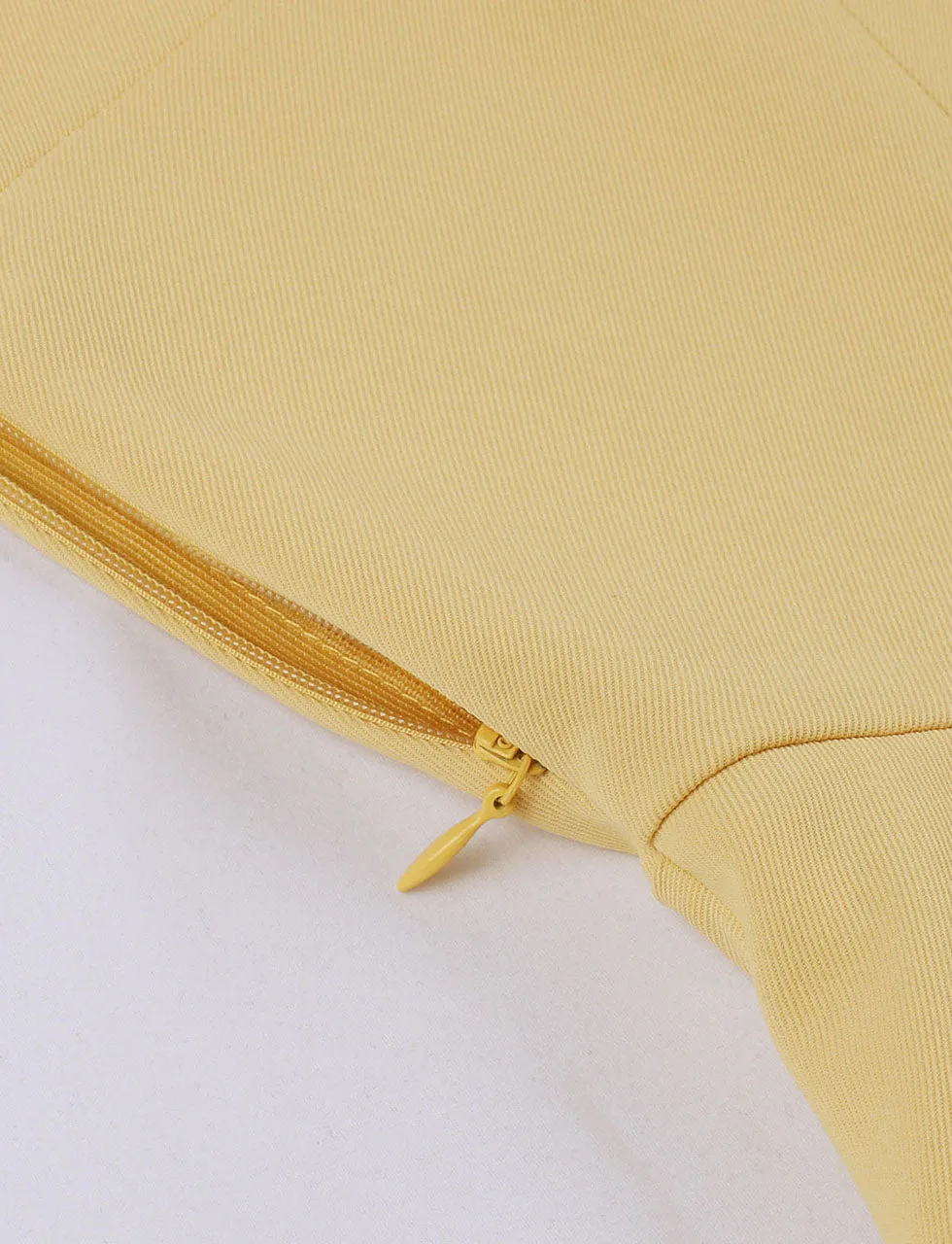 Yellow Ruffles Butterfly Sleeve 1950S Vintage Dress